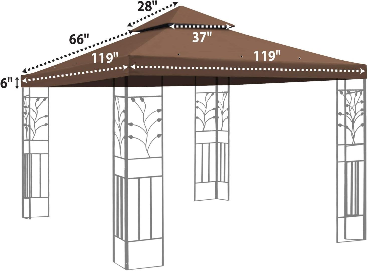 Benefitusa Canopy Only 10'x10' Replacement Gazebo Top Canopy Patio Pavilion Cover Sunshade Plyester Double Tier - Brown