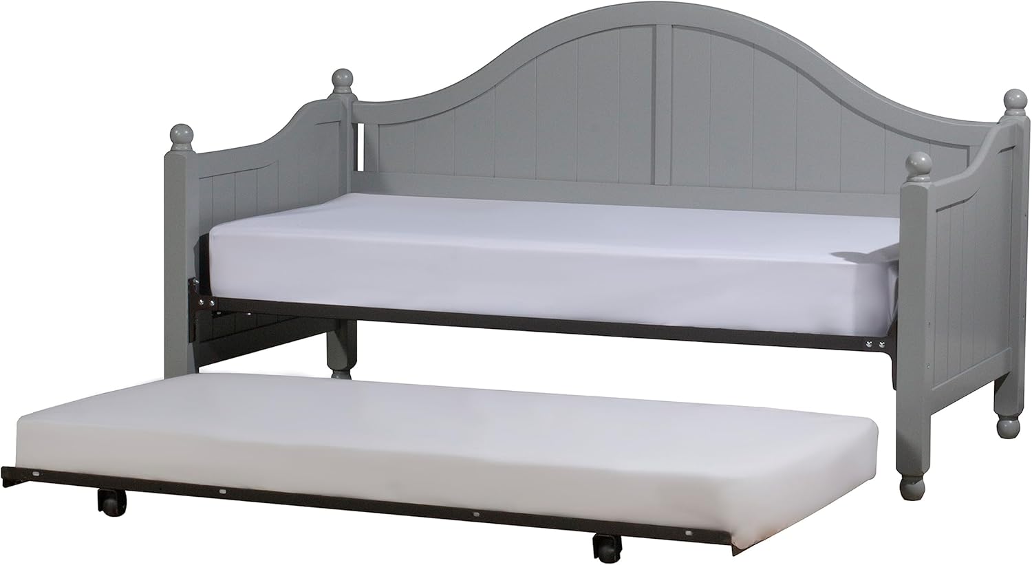 Hillsdale, 2545DBLHTR, Augusta Wood Daybed with Suspension Deck and Metal Roll Out Trundle, Gray, Twin