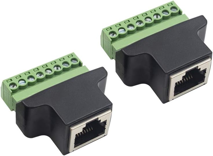 Poyiccot RJ45 Breakout, RJ45 Screw Terminal Adaptor Connector, 2pack RJ45 8p8c Female Jack to 8 Pin Screw Terminal Connector for Cat7 Cat6 Cat5 Cat5e Ethernet Extender CCTV Digital DVR Network Adapter