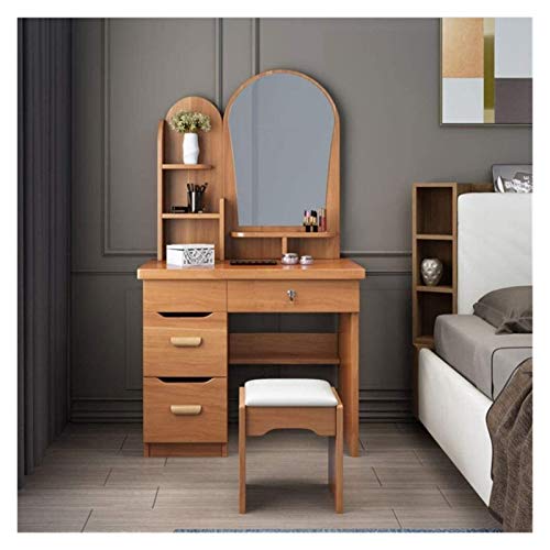 Makeup Vanity Table for Women Girls, Vanity Table, Makeup Dressing Table, Bedroom Vanity Set w/Cushioned Stool 2 Drawers Women Girls(Beige), GAOXYUAN2025631
