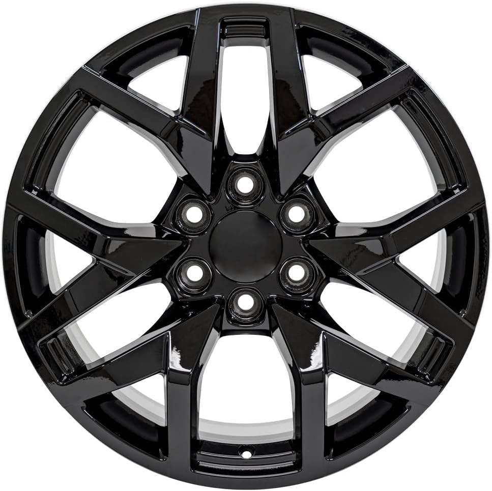 OE Wheels LLC 20 inch Rims Fits Chevy Silverado Tahoe Sierra Yukon Escalade Silverado CV66 20x9 Rim Gloss Black SET