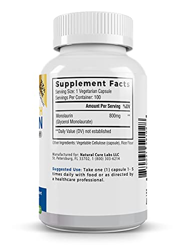 Extra Strength Monolaurin 1,600mg per Serving, 800mg per Capsule - 2 Pack 200 Capsules