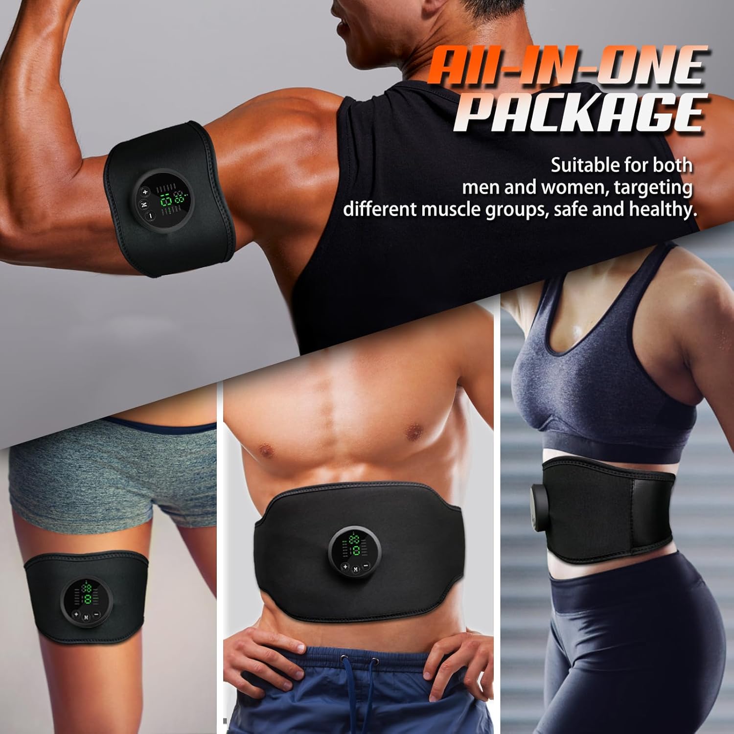 Ab Stimulator Belt: Advanced EMS Muscle Stimulator and Targeted Ab Toner for Effective Workouts – Customizable Programs for Home Gym and Office Fitness, for Men and Women Black