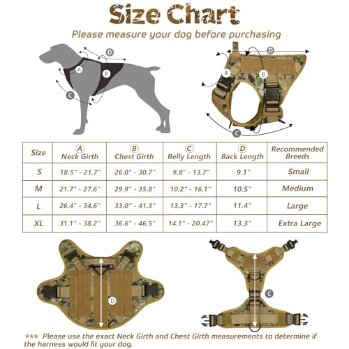 rabbitgoo Tactical Dog Harness for Large Dogs, Heavy Duty Dog Harness with Handle, No-Pull Service Dog Vest Large Breed, Adjustable Military Dog Vest Harness for Training Hunting Walking, Brown, M