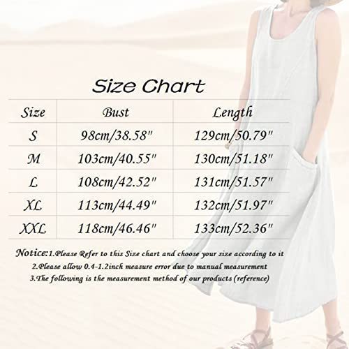 Women Sun Dresses 2024 Casual Long Summer Cute Sleeveless Dress with Pockets Floral Loose Fit Plus Size Fashion Maxi Dress