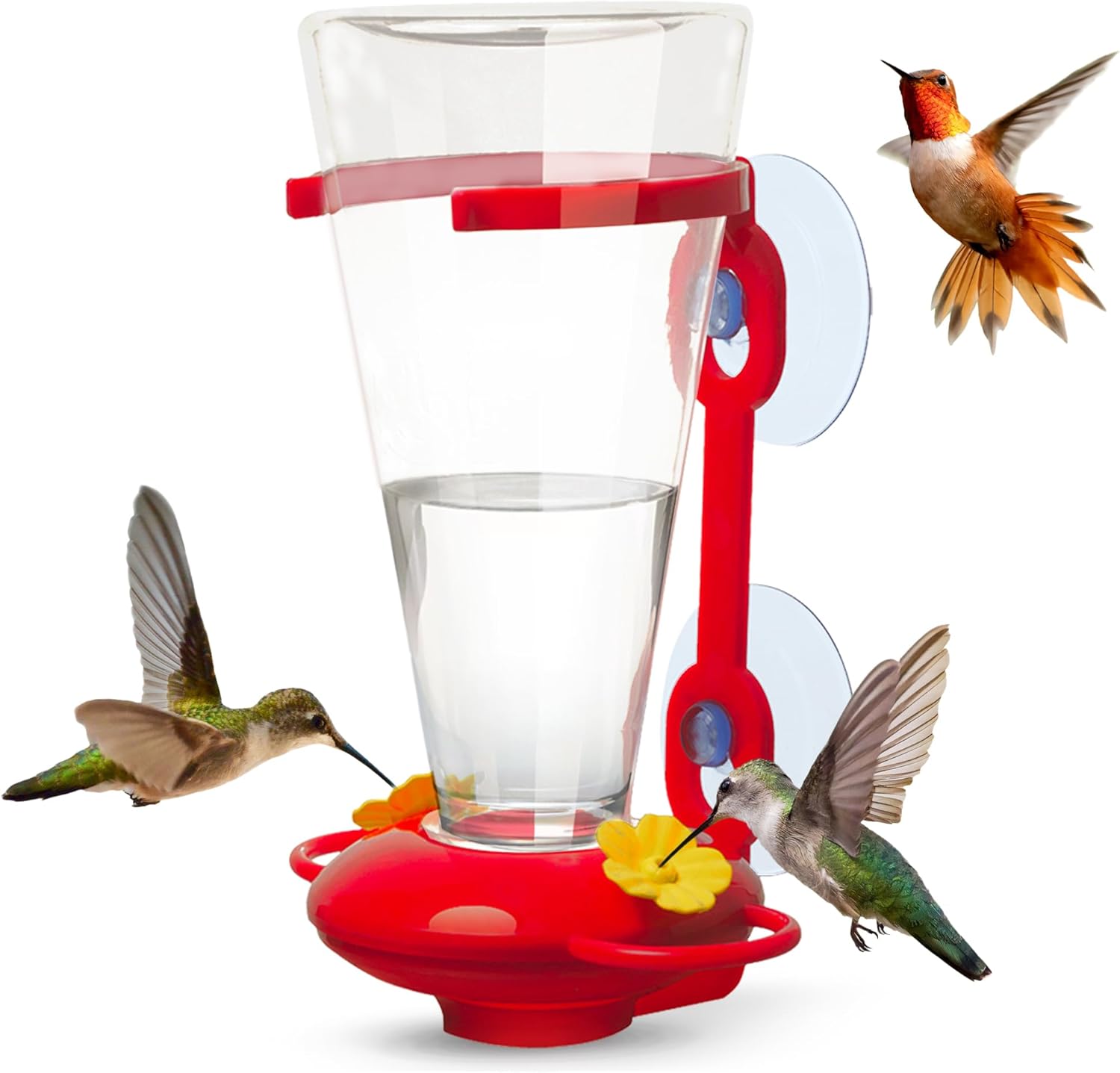 Window Hummingbird Feeders for Outdoors - Large Capacity - Durable Plastic - Easy to Clean and Refill - Window Bird feeders with Strong Suction Cups - Hummingbird Feeder