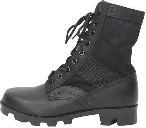 Tactical Jungle Boots with Panama Sole 8 in, Military GI Type Vietnam Combat Army, Leather/Canvas