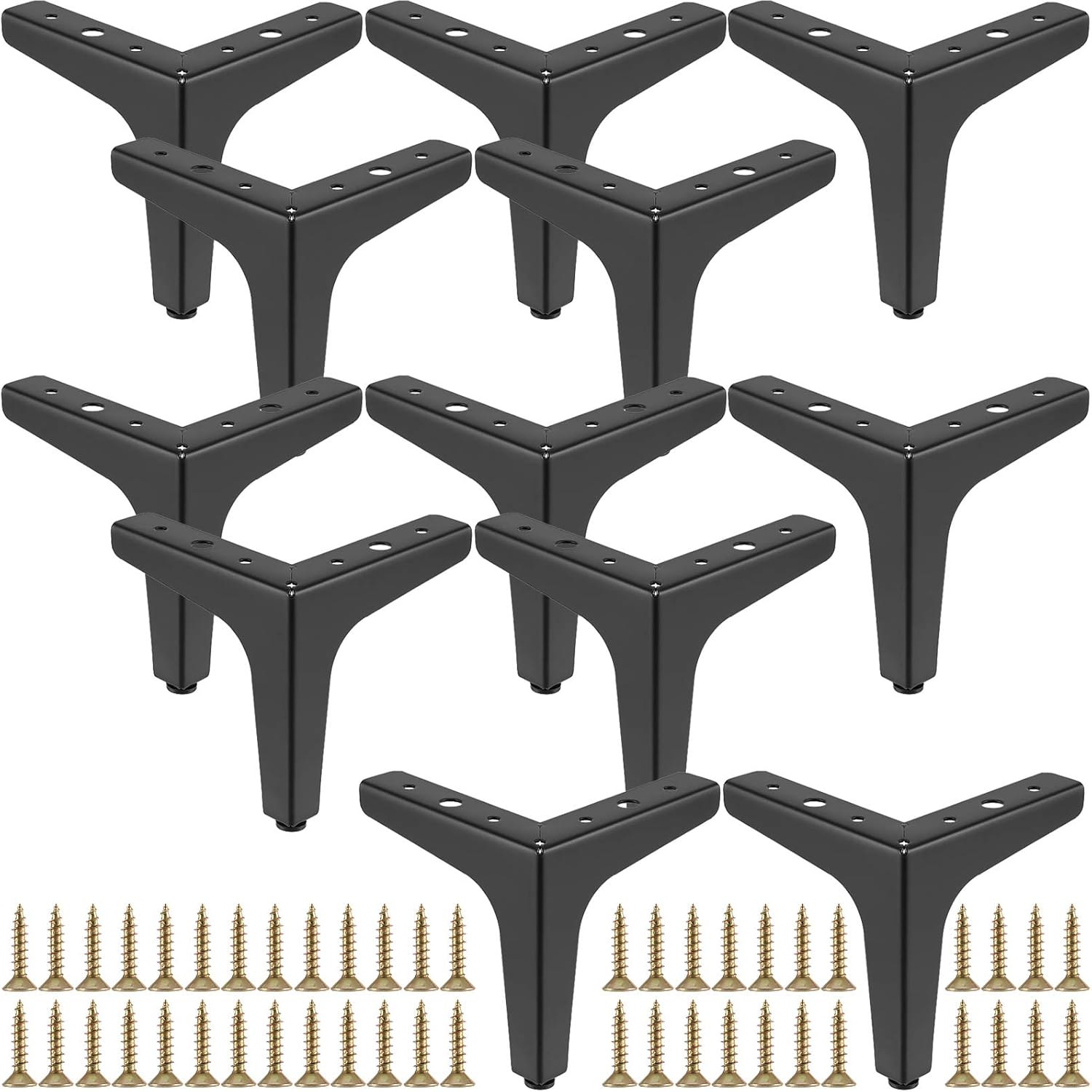 12 PCS 5 Inches Height Triangle Furniture Feet Chrome Polished, Triangle Cabinet Feet, Triangle Furniture Leg for Chair Table Cabinet Cupboard Sofa Couch Ottoman, Black