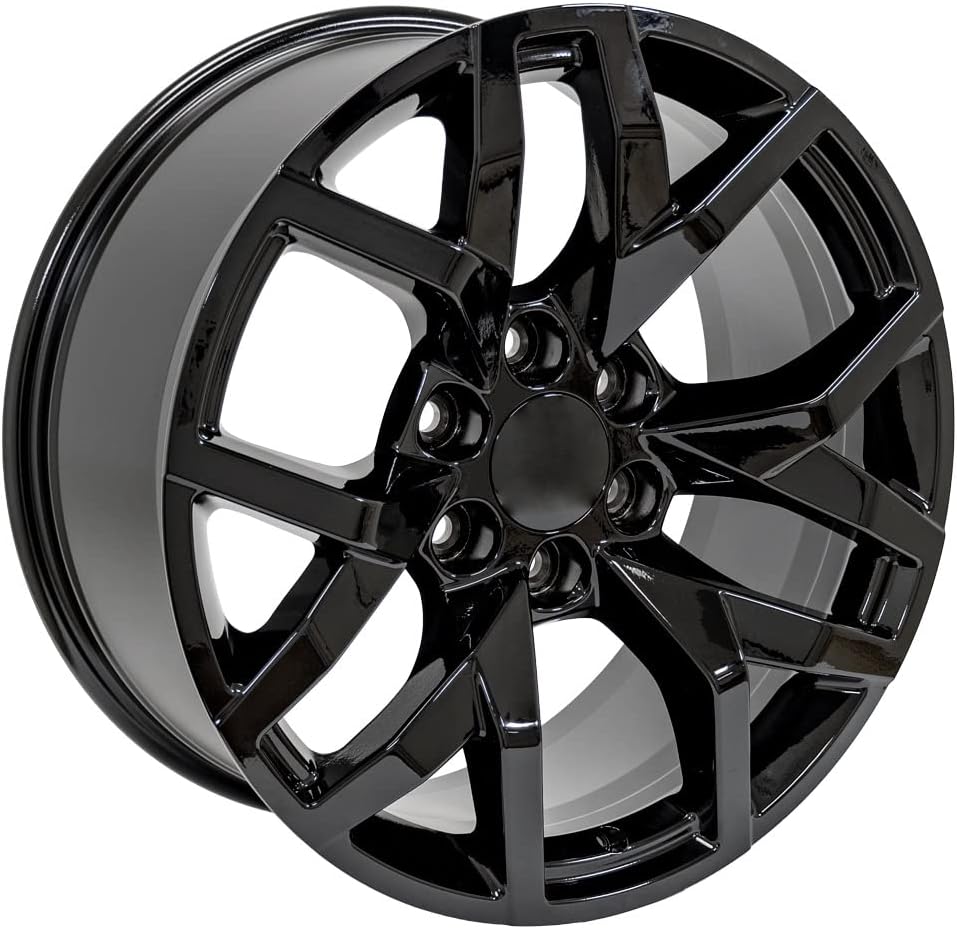 OE Wheels LLC 20 inch Rims Fits Chevy Silverado Tahoe Sierra Yukon Escalade Silverado CV66 20x9 Rim Gloss Black SET