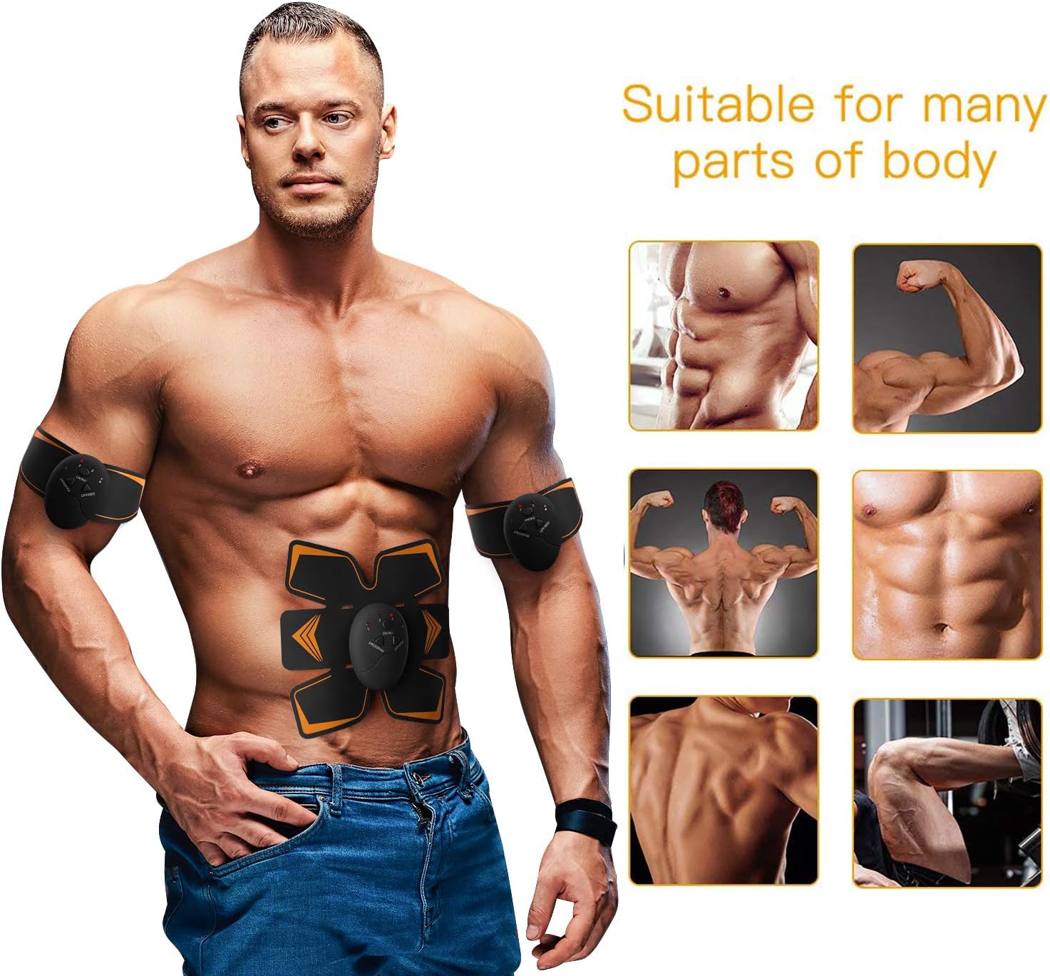 Abs Stimulator, Muscle/Abdominal Toner - Stimulating Belt, Training Device for Muscles- Wireless Portable to-Go - Sculpting at Gym, Home- Fitness Equipment, Black