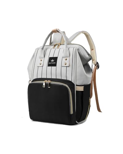 Diaper Bag Backpack, Waterproof Travel Backpack with 3 Insulated Pockets and a Wet Pocket and Stroller Straps (Black)