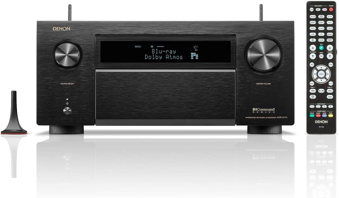 Denon AVR-A1H 15.4-Ch Receiver (150W X 15) - 4K/120 and 8K Home Theater Receiver (2022), Wireless Streaming via Bluetooth, Wi-Fi & HEOS Multi-Room, Dolby Atmos, DTS:X Pro, IMAX Enhanced & Auro 3D