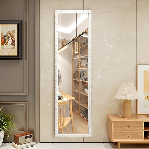 FANYUSHOW 47x12 Inch Long, Full Body,Full Length Wall Mirror for Bedroom Bathroom Living Room,White