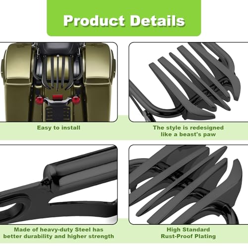 Invisible Style Two Up Luggage Rack Compatible with 2009-2024 Harley Touring Street Glide Road Glide Road King Electra Glide Black