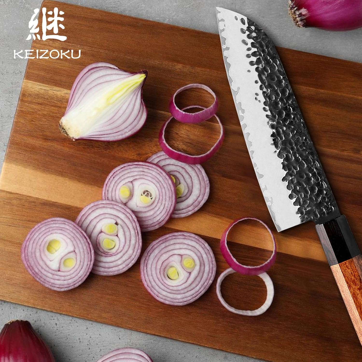 Gyuto Santoku Knife, Japanese Chefs Knife 7 Inch, Ultra Sharp 3 Layers 9CR18MOV High Carbon Steel Kitchen Knives, Professional Hand Hammered Sushi Knife (7 Inch Santoku Chef Knife)