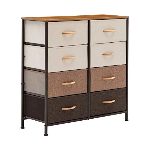 DUHOME 8 Drawers Dresser Organizer, Fabric Storage Tower & Chest for Bedroom Hallway Nursery Entryway with Sturdy Steel Frame Wood Top, Mixed Color