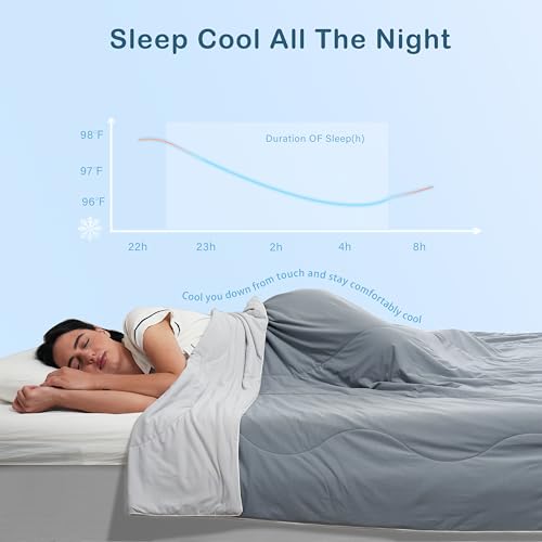 ACCURATEX Cooling Comforter King Size,Q-Max > 0.45 Arc-Chill Cooling Fiber, Lightweight Cool Blanket for Hot Sleepers and Night Sweats, Soft Breathable Summer Cooling Comforter,Grey(104