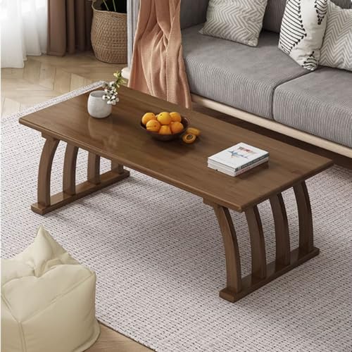 Japanese Styel Bamboo Coffee Table Folding Low Tea Table for Sitting on The Floor, Laptop Desk Vintage Meditation Altar Table Bed Serving Table Multifuncti on Solid Wood Table,80x37x31cm