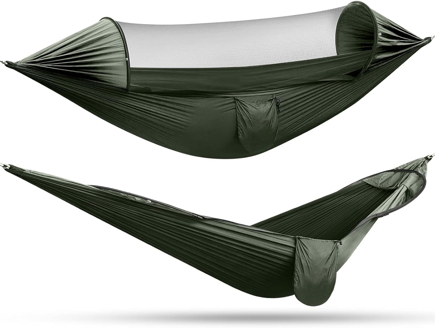 Large Camping Hammock with Mosquito Net 2 Person Pop-up Parachute Lightweight Hanging Hammocks Tree Straps Swing Hammock Bed for Outdoor Backpacking