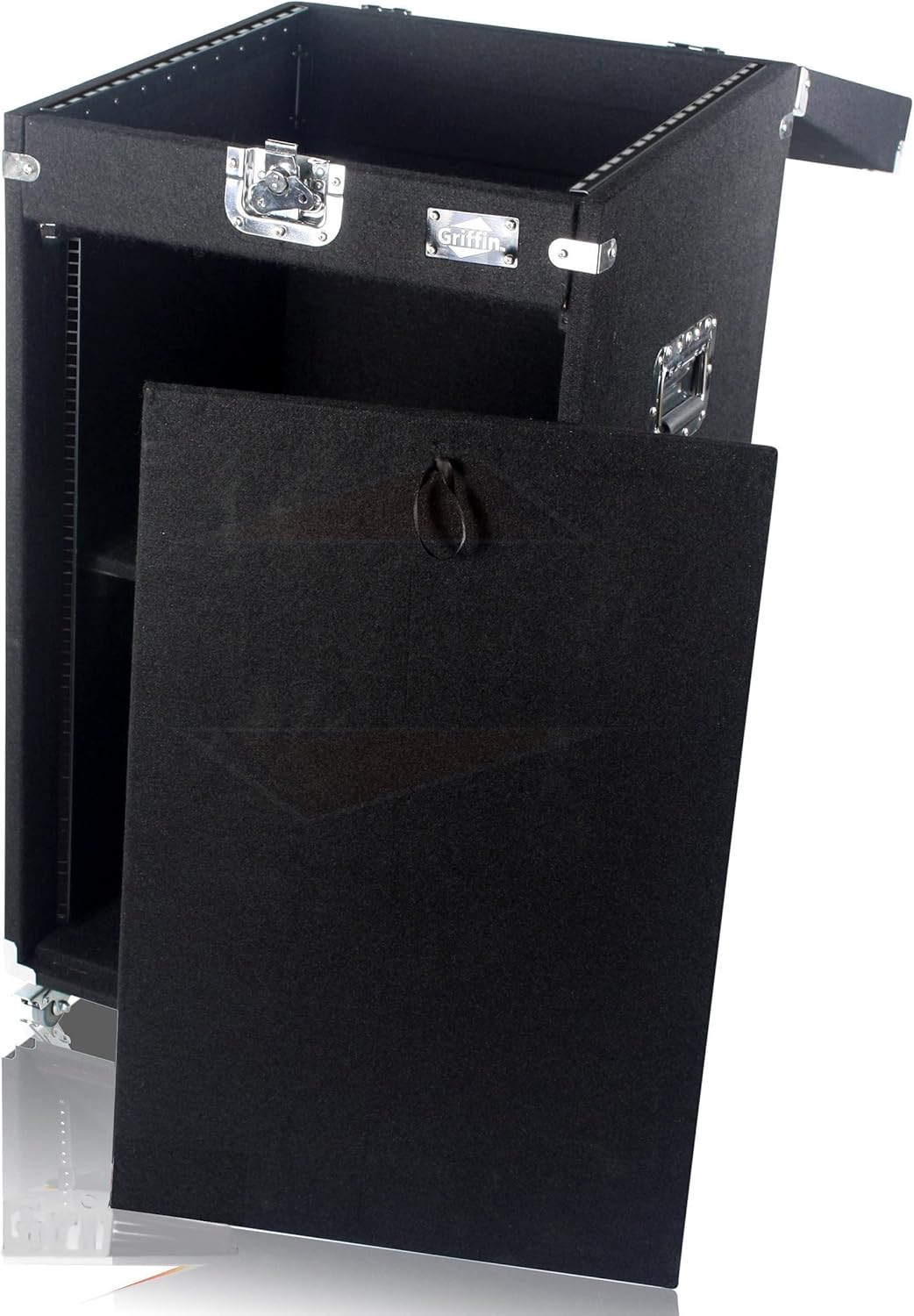 Griffin Ultimate Rackmount Studio Mixer Flight Road Case 25U Mount Space Pro-Audio Amp Cabinet Travel Trunk For Music Gear Recording Equipment | Portable DJ Sound Booth Rack Stand Carpet PA Cart