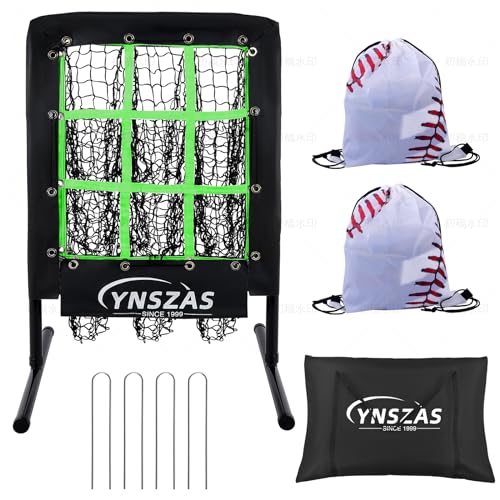 𝑵𝑬𝑾 Baseball Pitching Net with 9 Target Throw Hole Pockets, Professional Height Adjustable Strike Zone for Pitch & Hitting Practice Equipment, Portable Pitcher Training Net for Baseball Gear
