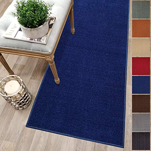 Custom Size RED Solid Plain Rubber Backed Non-Slip Hallway Stair Runner Rug Carpet 22 inch Wide Choose Your Length 22in X 8ft