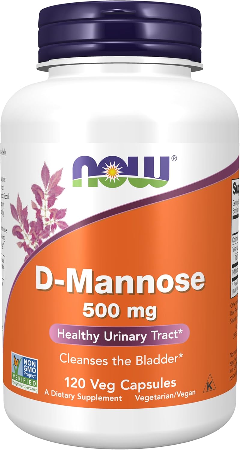 NOW Supplements, D-Mannose 500 mg, Non-GMO Project Verified, Healthy Urinary Tract, 120 Veg Capsules