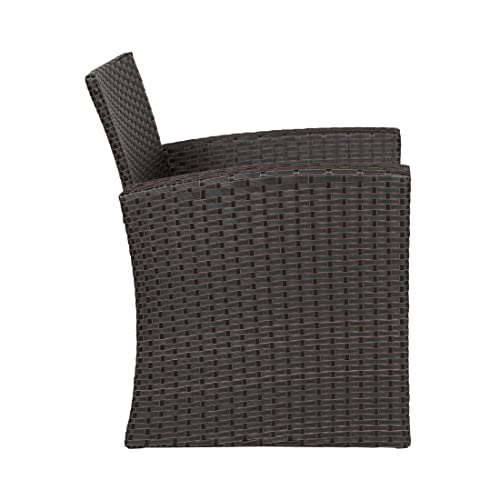 WO Home Furniture Patio Conversation Set of 4 PCS Black Rattan Wicker Sofa, Chairs & Table w/Pillow Cushions (Beige)