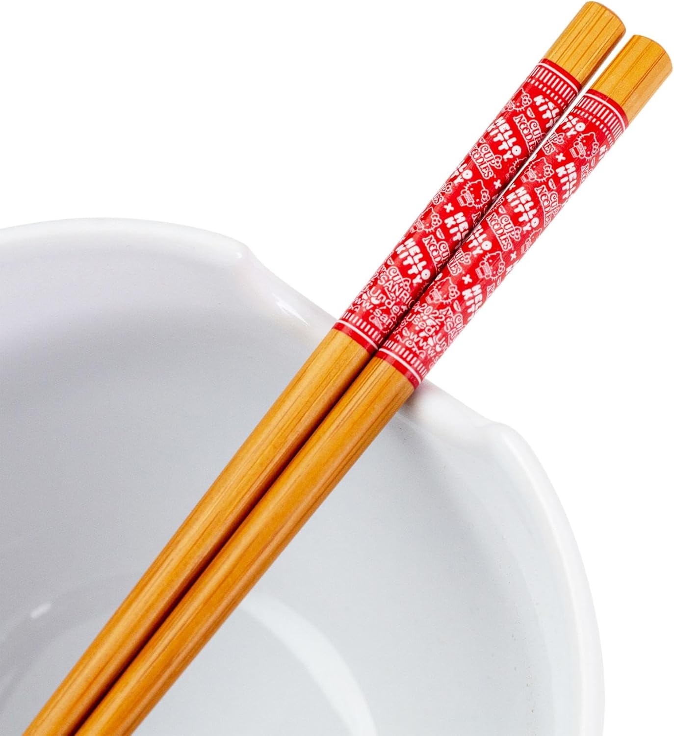 Silver Buffalo Sanrio Hello Kitty x Nissin 20-Ounce Ramen Bowl With Chopsticks and Spoon