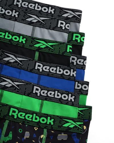Reebok Boys' Boxer Briefs - 10 Pack Soft Comfort Performance Stretch Boys Underwear - Breathable Boxers for Boys (6-18)