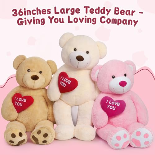 MaoGoLan Giant Teddy Bear 6 Feet- I Love You Red Heart Big Brown Teddy Bear Stuffed Animal - Huge Valentines Teddy Bear for Girlfriend,Boyfriend,Wife,Lover - Anniversary, Birthday