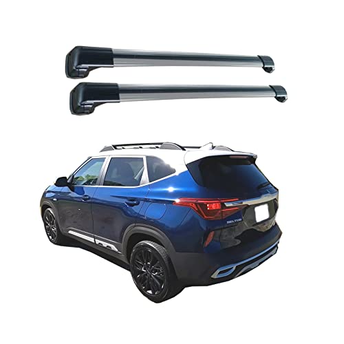 ROKIOTOEX Cobra Roof Rack Crossbars Fit for 2021-2024 Ki-a Seltos Nightfall Edition Raised Side Rails, Cross Bars for Rooftop Cargo Box Luggage, Ski Board, Bike Carrier – Silver CJ3025