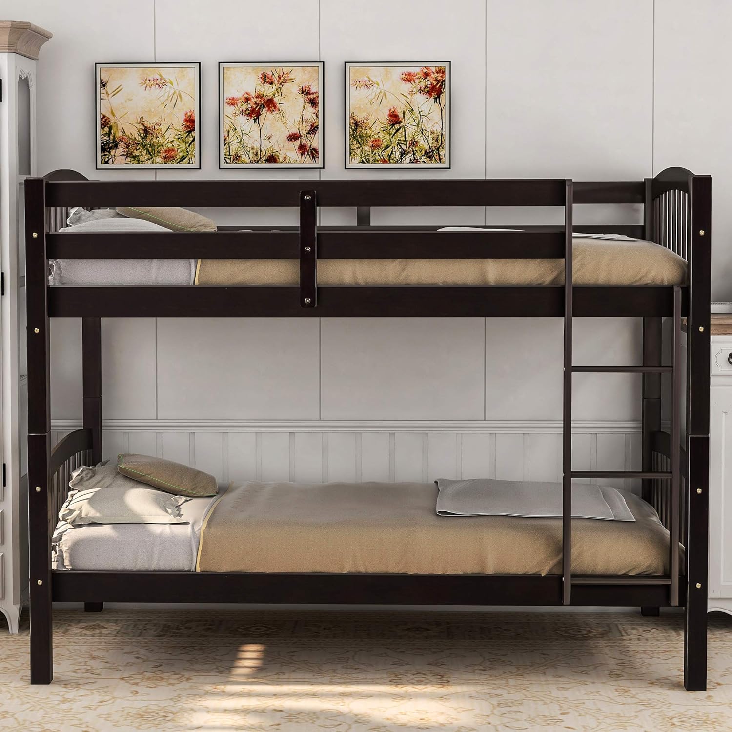 Twin Over Twin Bunk Bed with Ladder,Espresso (OLD SKU: LP000066AAP)