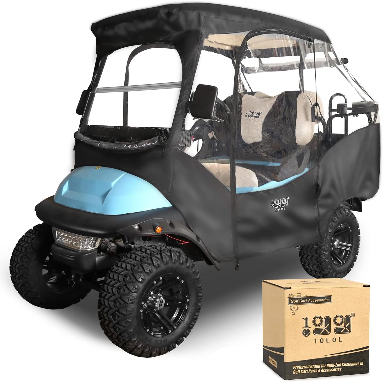 10L0L 4 Passenger Golf Cart Driving Enclosure for Club Car Precedent with Short Roof Up to 57