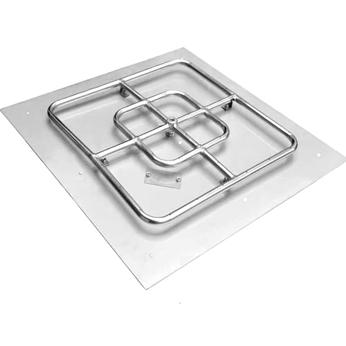 Onlyfire Stainless Steel Square Fire Pit Burner with Pan, 36 Inch DIY Outdoor Propane Firepit Fireplace for Backyard