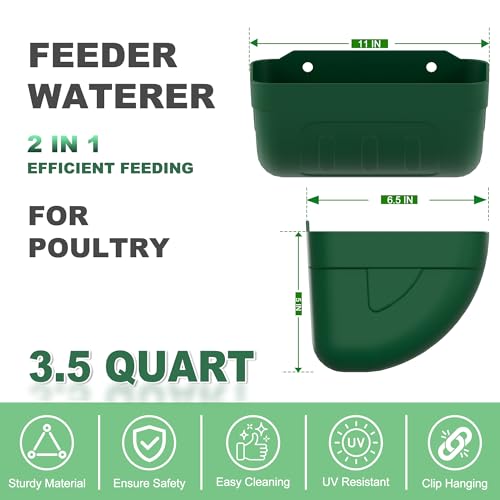 Chicken Feeder Trough, 3.5 Quart Fence Hanging Goat Feeders for Livestock Poultry 6 Pack