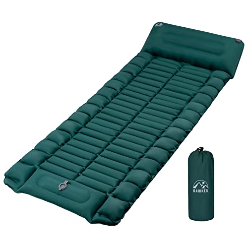 Camping Sleeping Pad Inflatable Sleeping Mat with Pillow Built-in Pump Compact Ultralight Waterproof Camping Air Mattress for Backpacking, Hiking, Tent, Traveling & Outdoor Blue