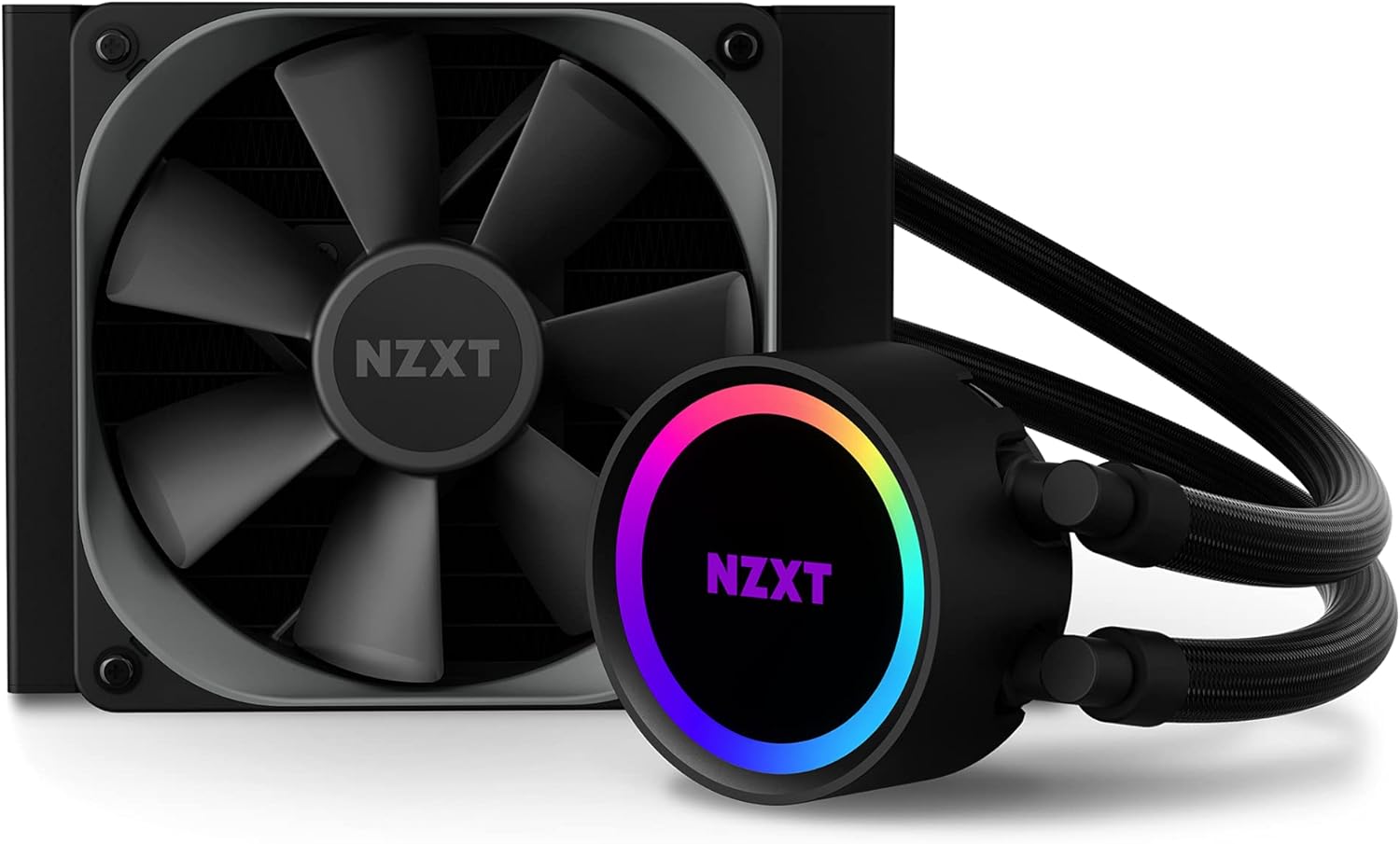 NZXT Kraken 120 - RL-KR120-B1 - AIO RGB CPU Liquid Cooler - Quiet and Effective - Silent Operation - Ring RGB LEDs - Aer P 120mm Radiator Fans (Included),Black