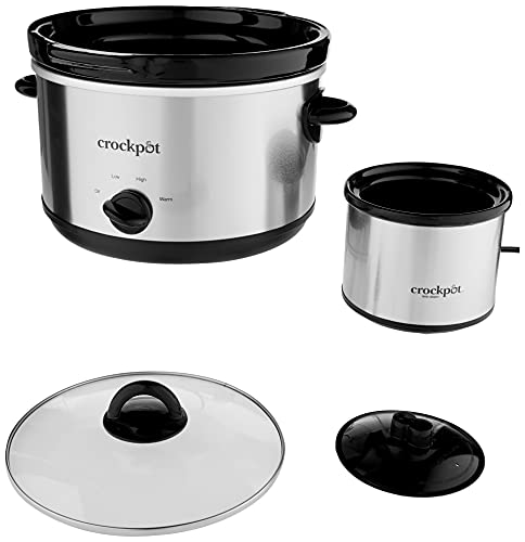 Crock-Pot 5-Quart Smudgeproof Round Manual Slow Cooker with Dipper, Silver