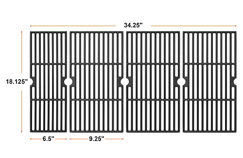 DELSbbq Cast Iron Grill Grates and Stainless Steel Grill Part Kit for Charbroil Performance 4 Burner Grills 463376017 463347017 463347418 463342119, Cooking Grids for G470-0002-W2 G470-0003-W1