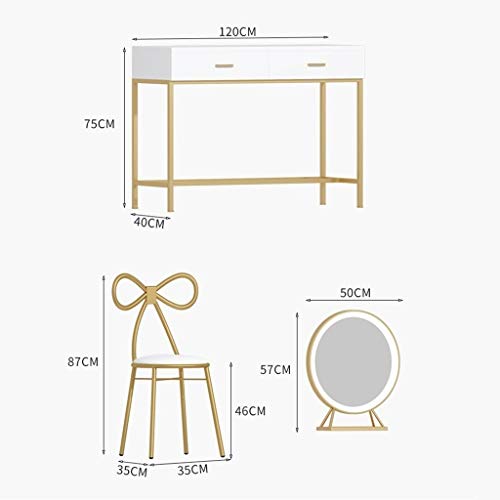 Vanity Table Set Dressing Table Set,Children's White Wooden Makeup Dressing Table with 3 Drawers (Style B 80 * 40 * 75cm)