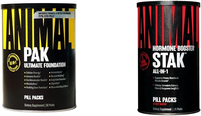 Animal Pak - Convenient All-in-One Vitamin & Supplement Pack & Stak – Complete Natural Hormone Booster Supplement with Tribulus