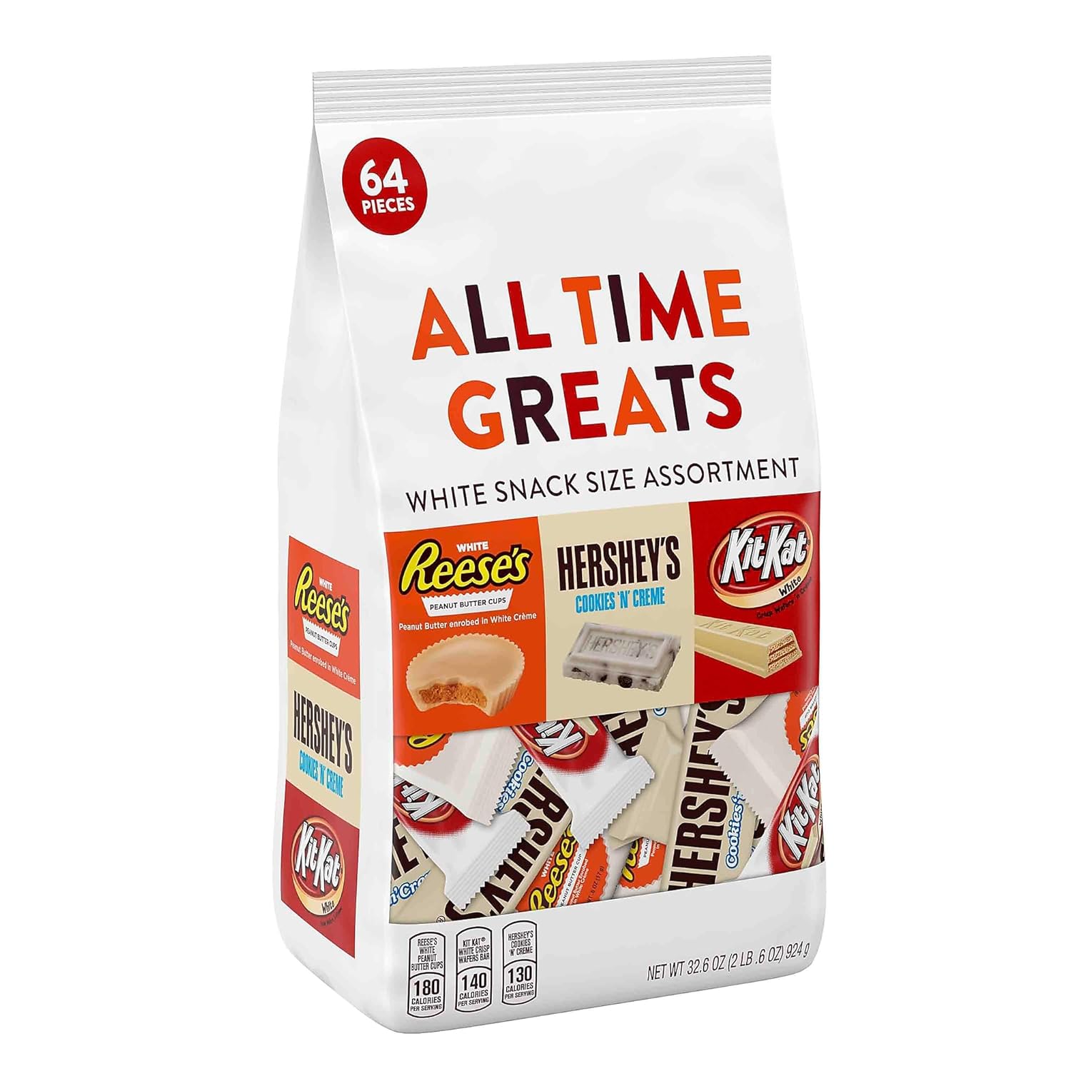 HERSHEY'S, REESE'S and KIT KAT White Crème Assortment Snack Size Candy Mix, Bulk Party Pack, 32.6 oz