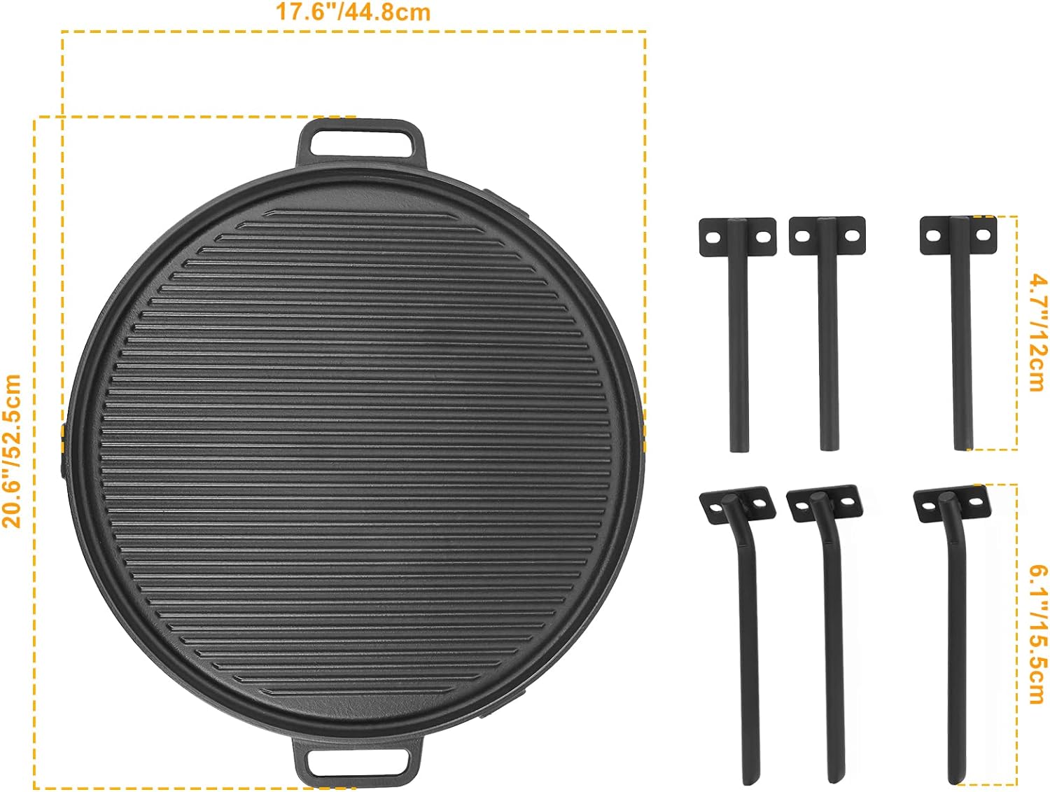 Onlyfire Chef Cast Iron Griddle, Grill Cookware for Solo Stove Bonfire 19.5