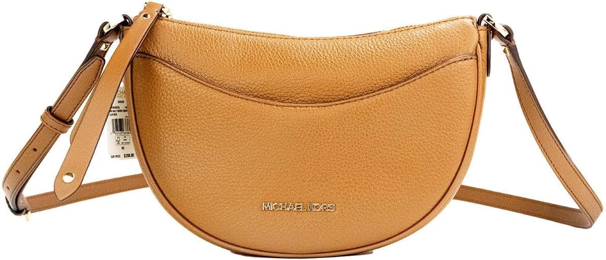 Michael Kors Dover Small Leather Crossbody Bag Purse Handbag (Luggage)