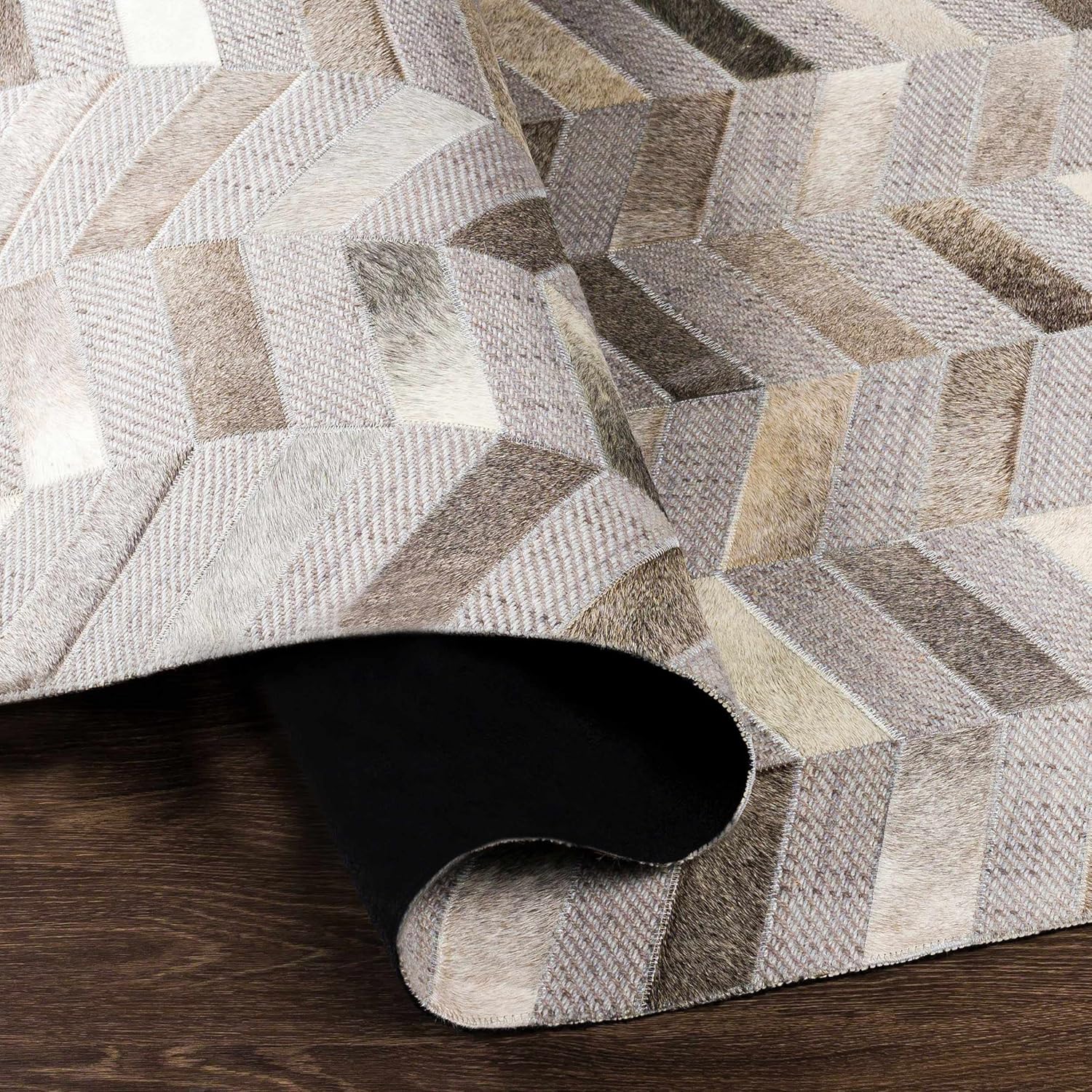 Hauteloom Anibongan Wool Living Room, Bedroom Area Rug - Modern - Gray - 5' x 7'6