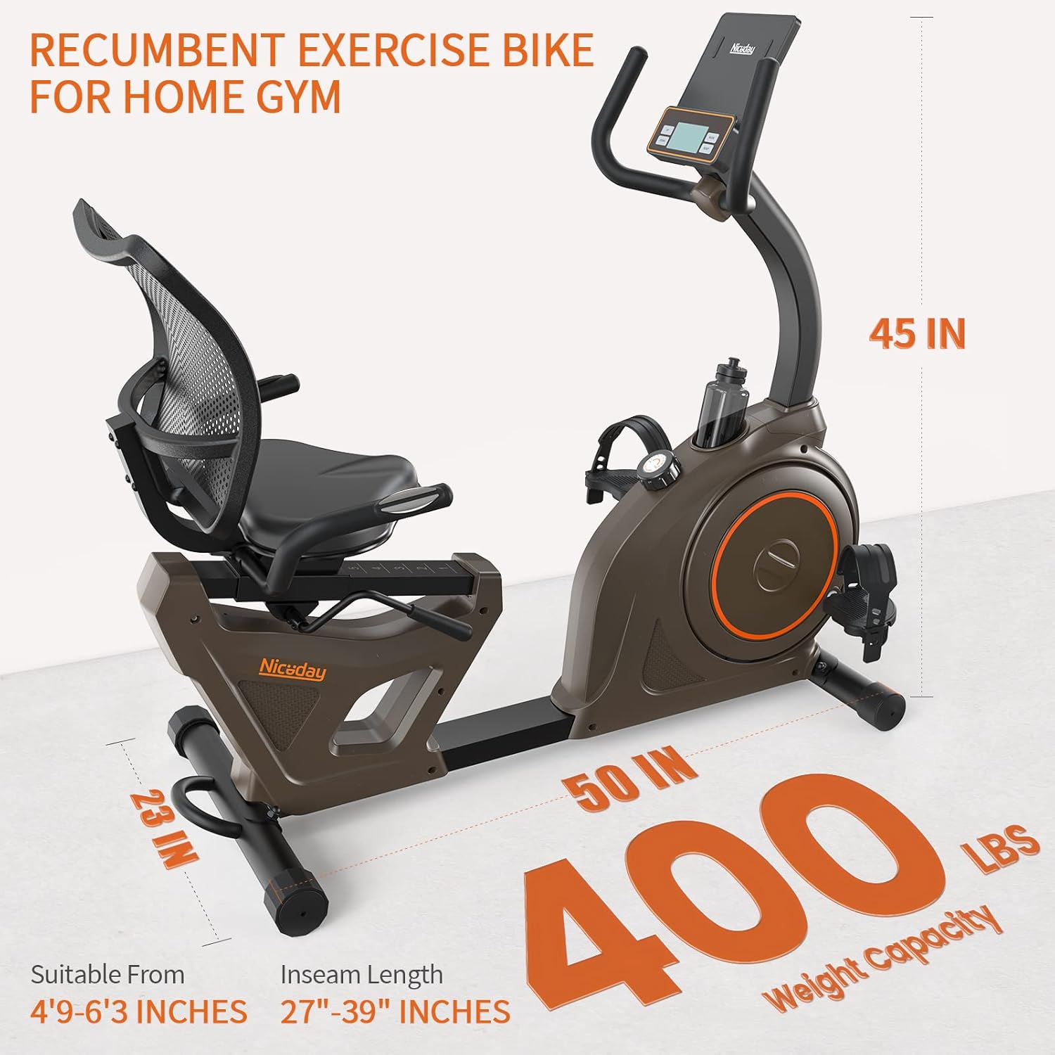 Niceday Elliptical Machine & Recumbent Exercise Bike,16 Resistance Levels and 400LB Weight Limit