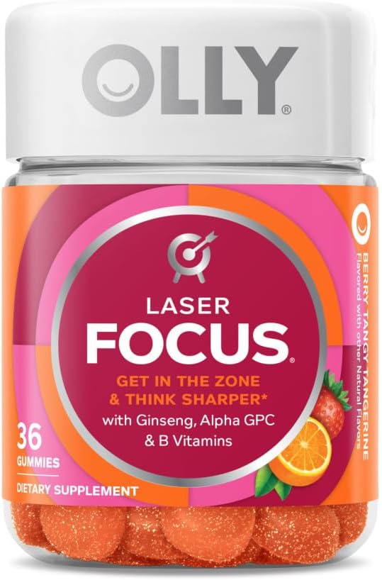 OLLY Laser Focus Ginseng Alpha GPC B Vitamins 36 Count & Active Immunity Elderberry 45 Gummies