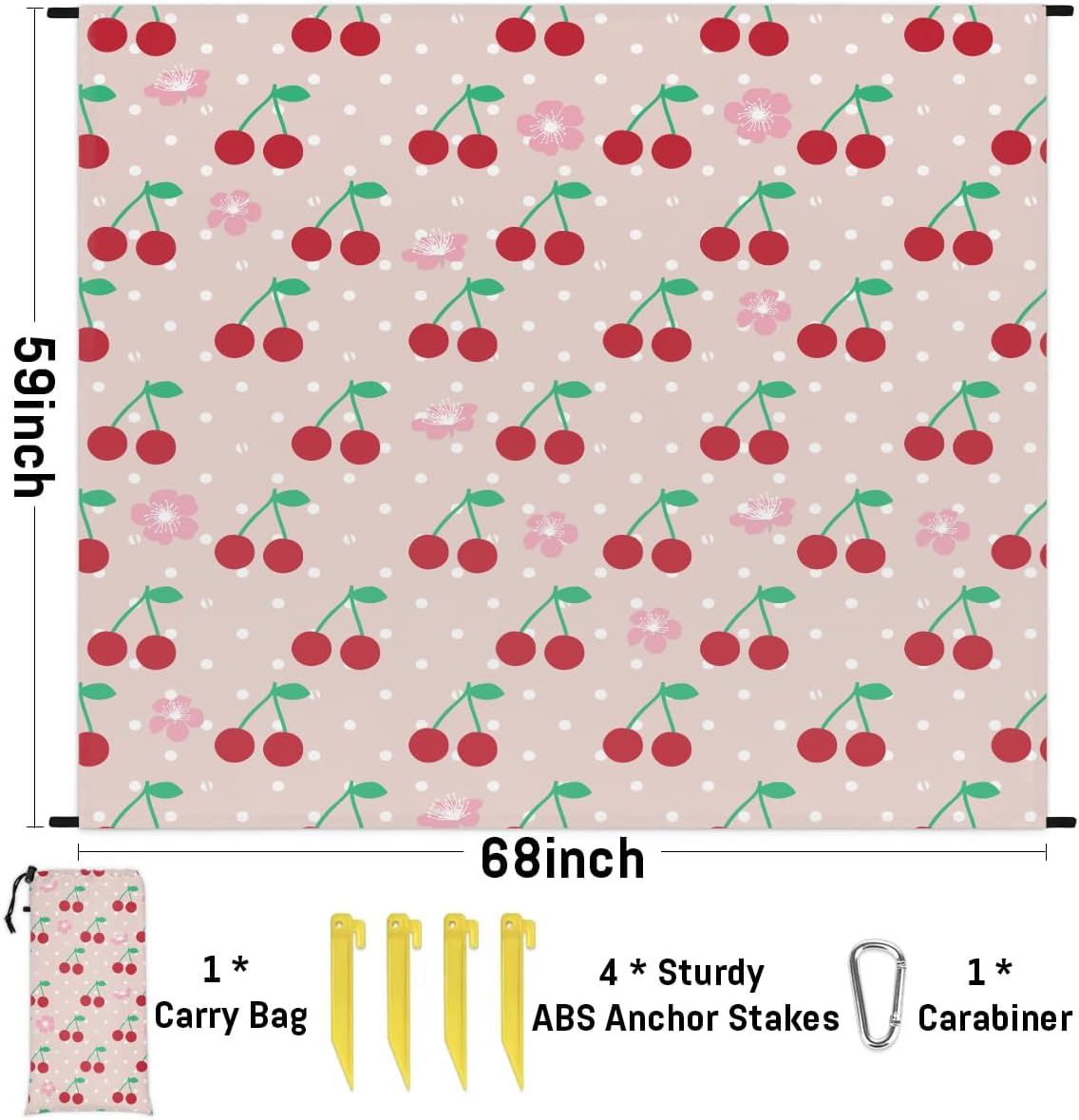 Cherry Peach Blossom Lightweight Beach Blanket Waterproof Sandproof 59