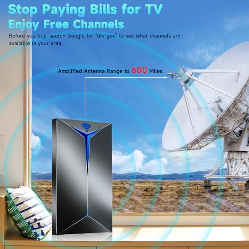 880+ Miles Amplified TV Antenna for Smart TV Local Channels, TV Antennas Indoor Outdoor Long Range with Signal Booster/35ft Coaxial Cable, Powerful 4K HD Digital Antenna for TV Without Cable
